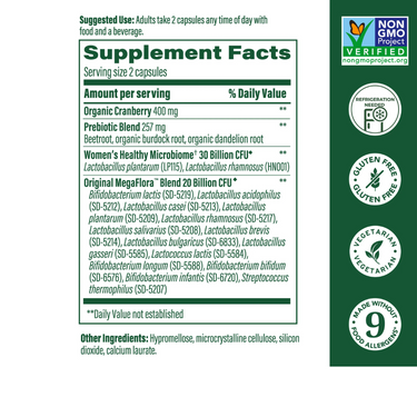 MegaFlora Women's Probiotic + Prebiotic - 14 Strains - 50 Billion live cultures